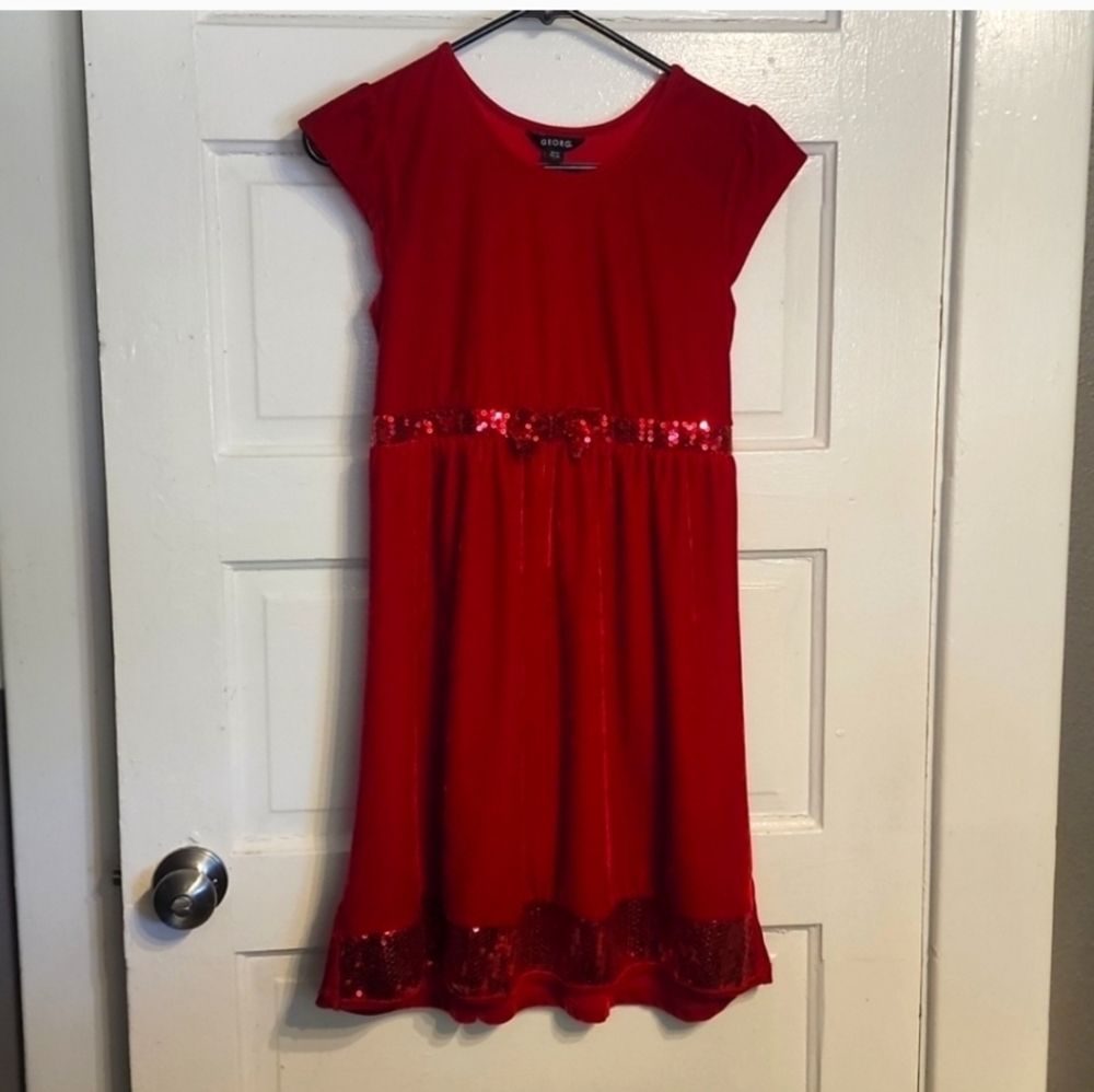 George Red Sequin Kids Dress